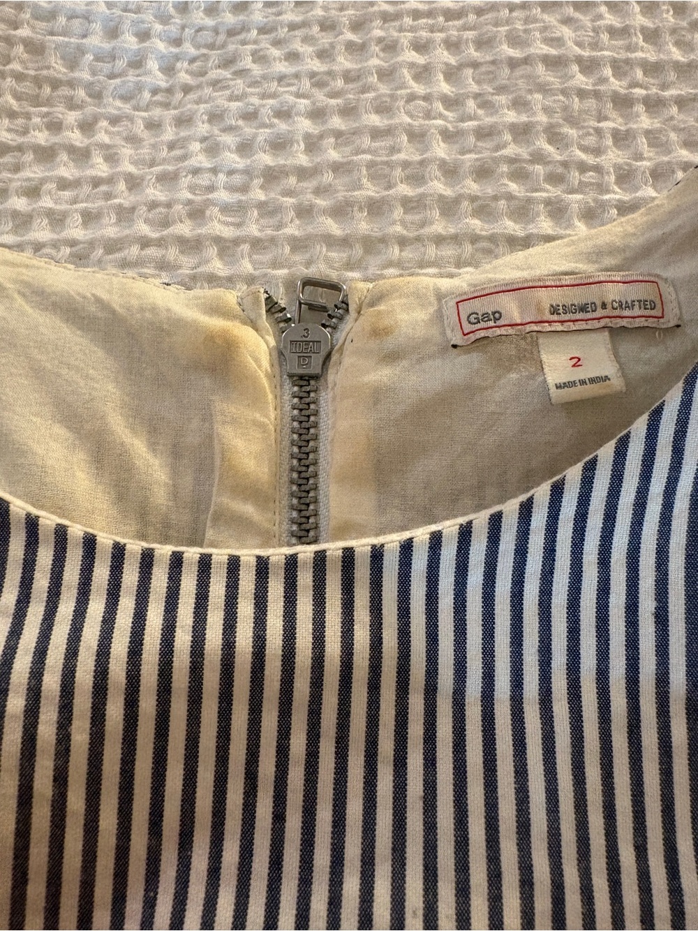 GAP Navy and White Vertical Stripe Sleeveless Dress - Picture 2 of 2